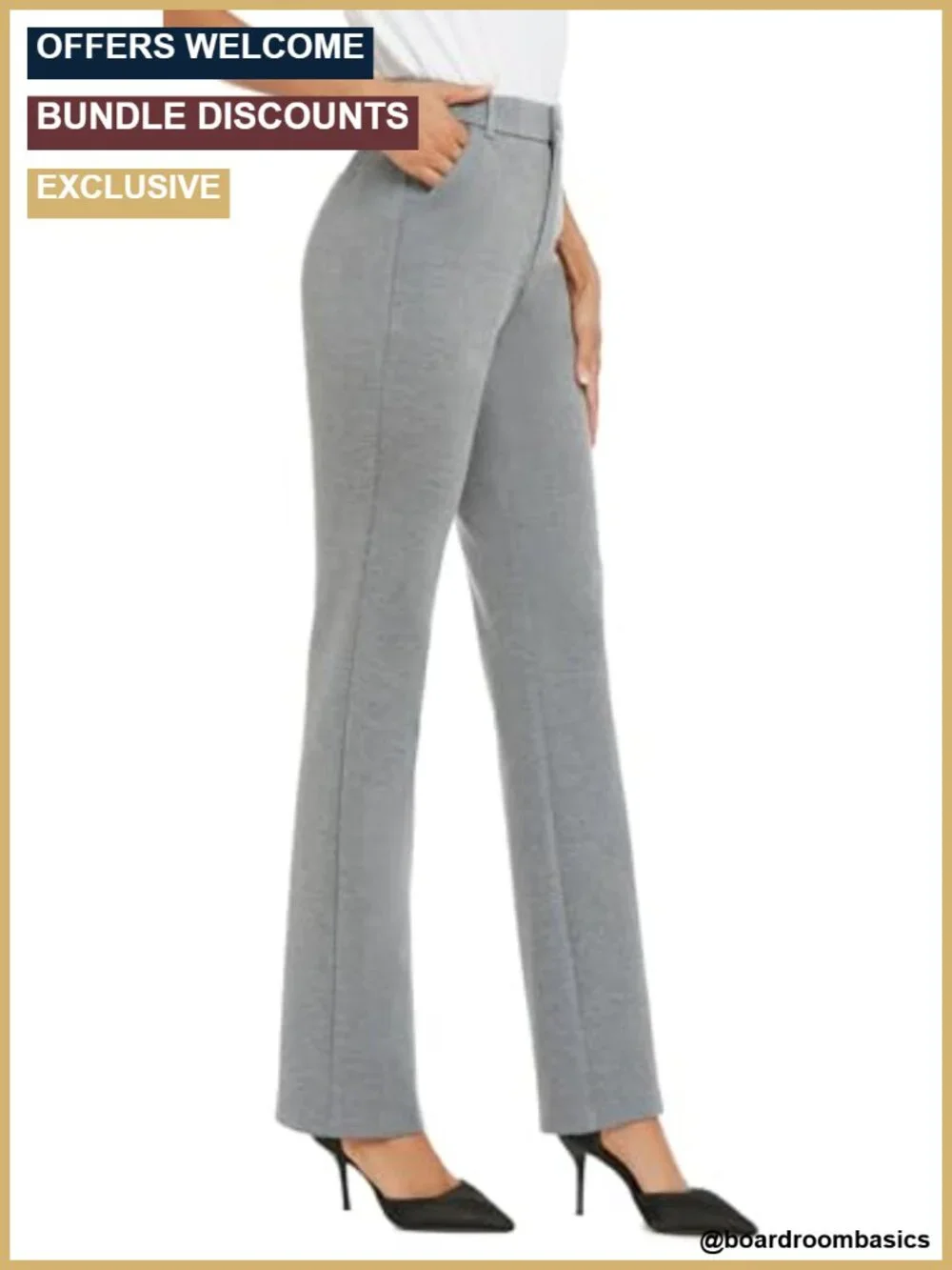 Women's Stretch Straight Leg Dress Pants Business Casual Slacks